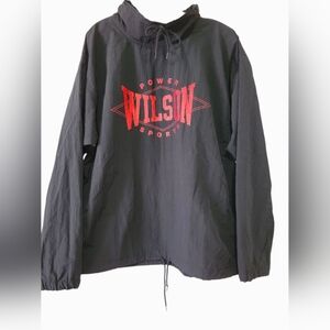 Wilson Power Sports Vintage Nylon Windbreaker Pullover Black Red Size M